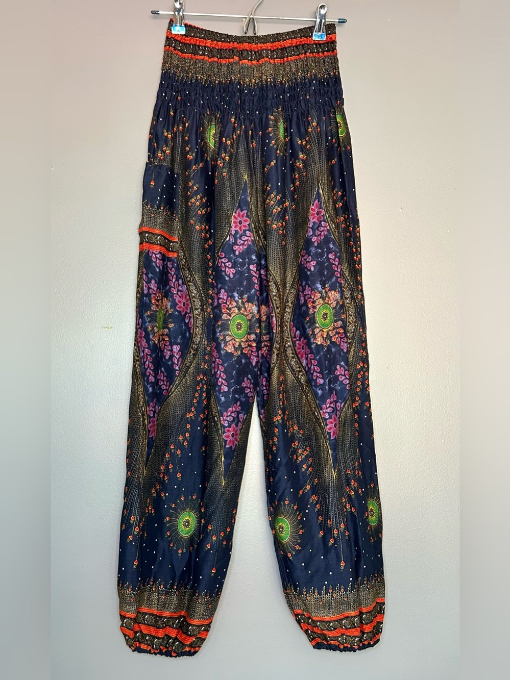 Bohemian Island Harem Pants Womens One Size Multicolor Peacock Thailand Boho